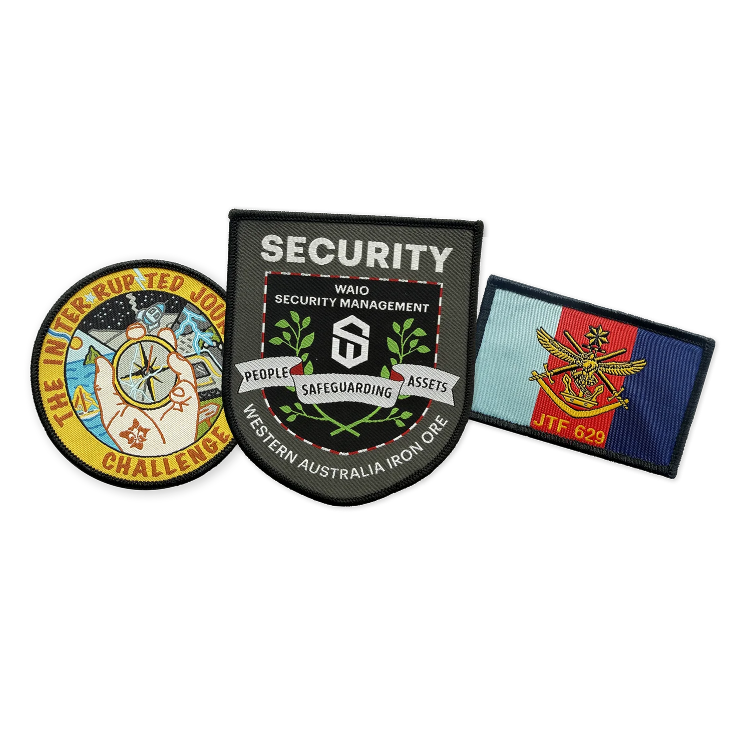 Custom woven patches with fine detail for logos, security, scouts and defence