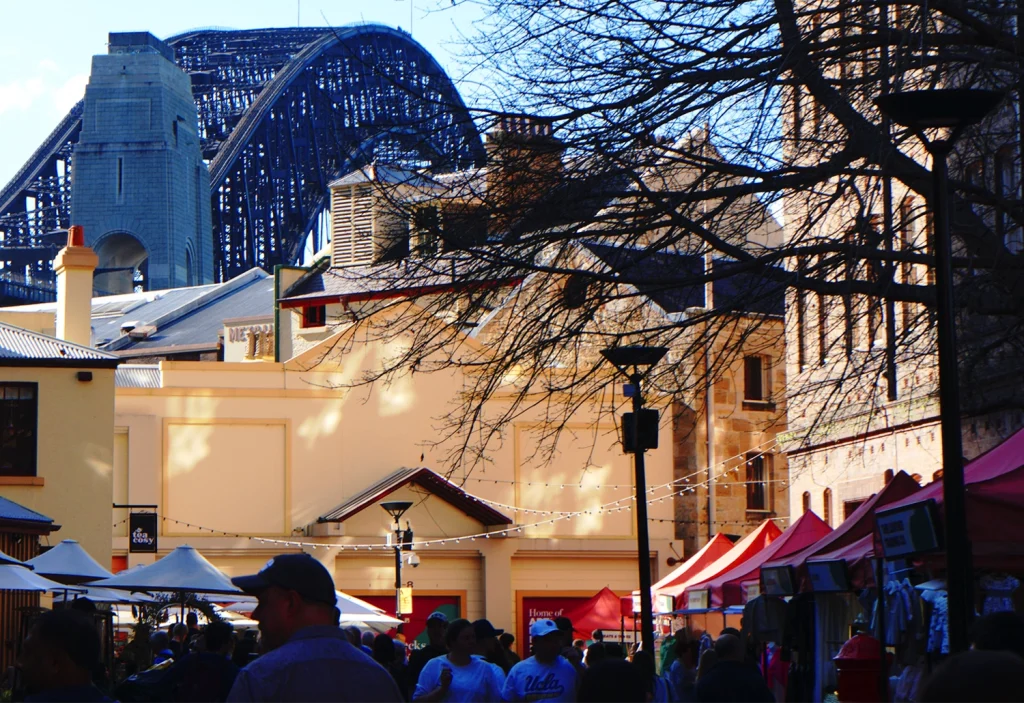 Local Sydney community market near Harbour Bridge reflecting Mr Badges commitment to responsible and sustainable business